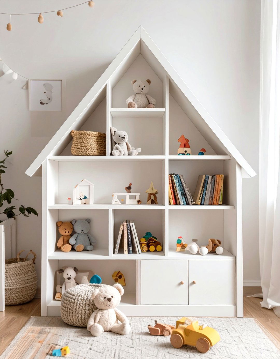 House Shaped Bookshelf - 30 nursery storage ideas