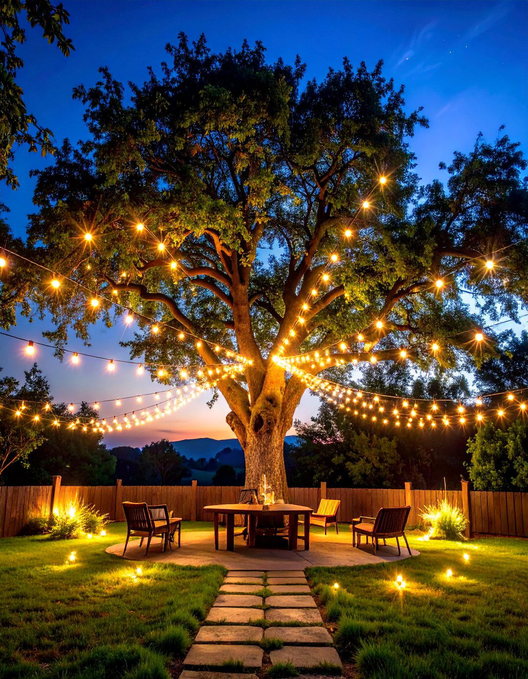 Hub and Spoke Outdoor String Light Pattern - 30 outdoor string light ideas