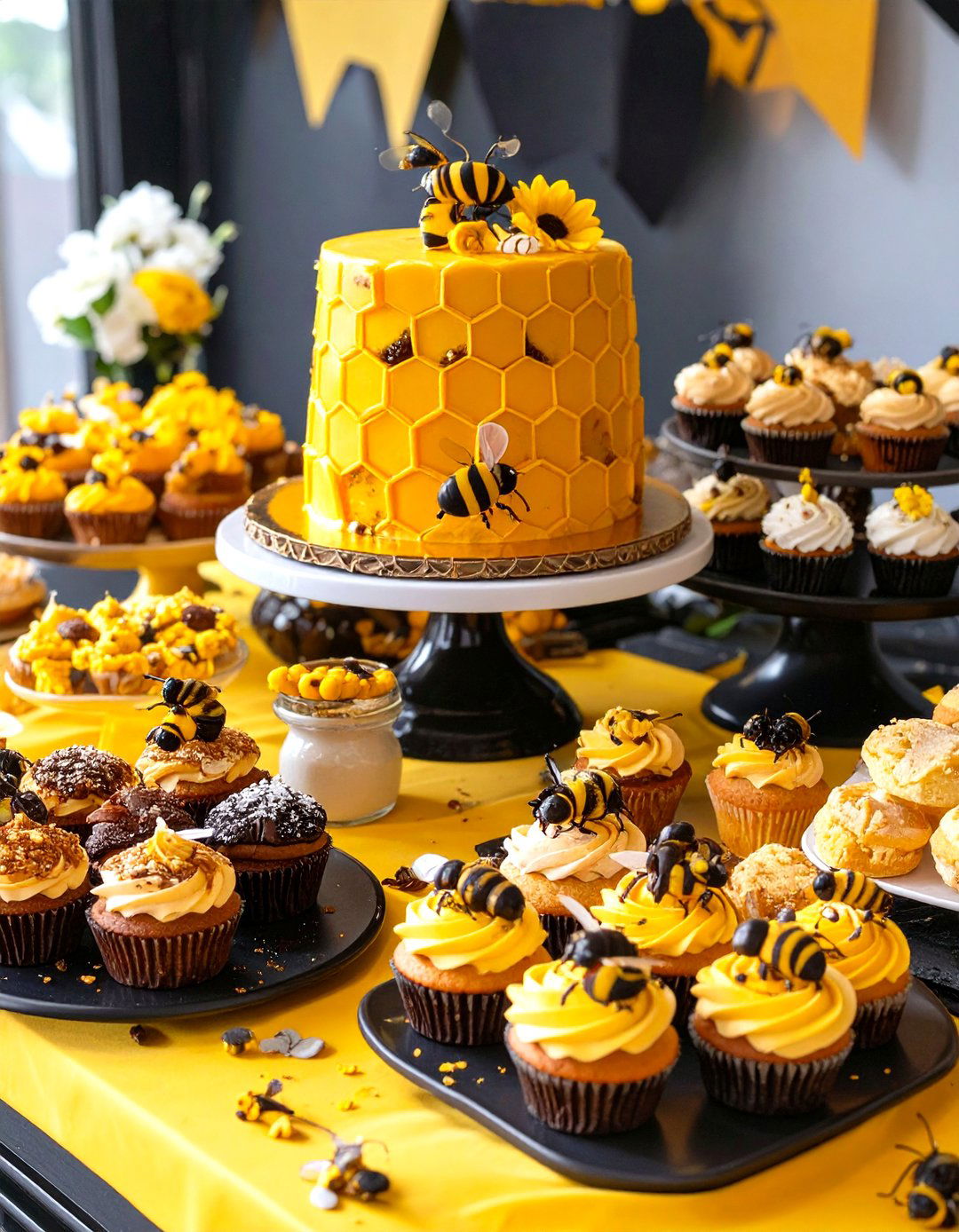 Hunny Bee Themed Dessert Buffet - 30 winnie the pooh baby shower ideas
