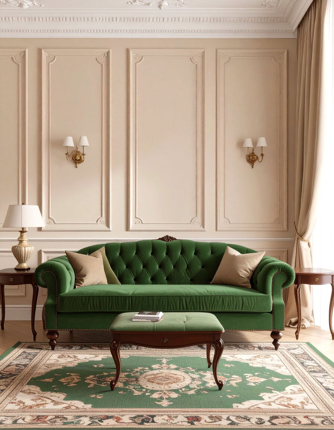 Hunter Green Couch In A Traditional Setting - 30 green couch living room ideas