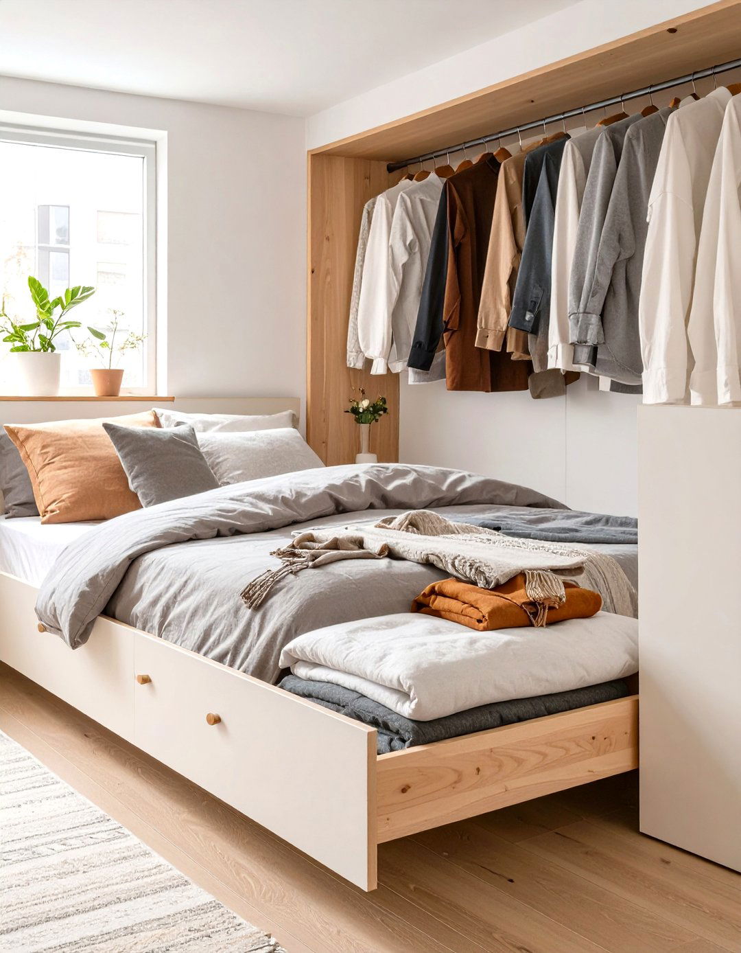 IKEA HYLLESTAD Pocket Sprung Mattress with Under Bed Storage - 30 small bedroom storage ideas ikea