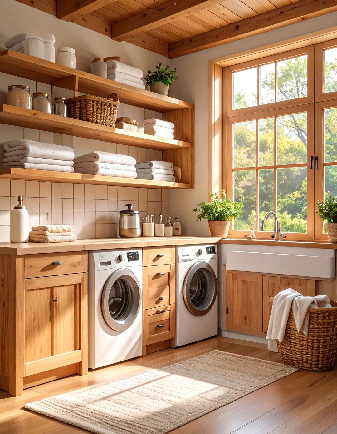 IKEA IVAR System for Natural Wood Storage - 30 small laundry room ideas ikea