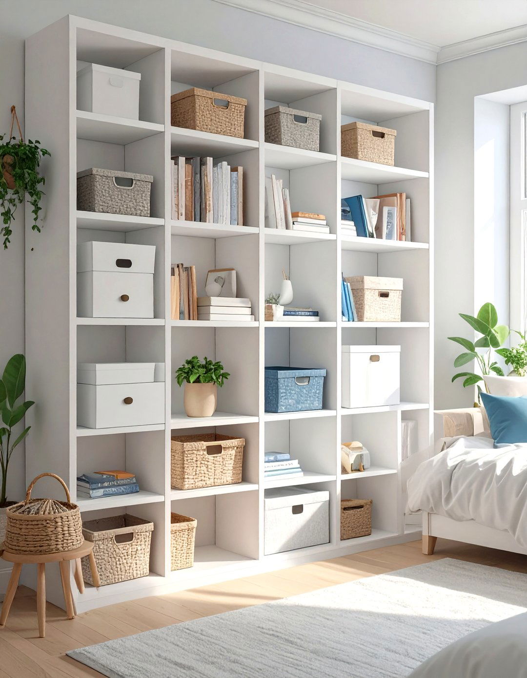 IKEA KALLAX Shelving Unit as a Room Divider - 30 small bedroom storage ideas ikea