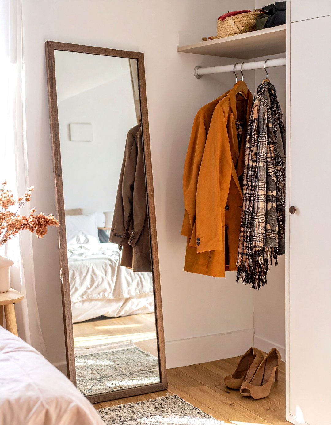 IKEA KNAPPER Standing Mirror with Hidden Storage - 30 small bedroom storage ideas ikea
