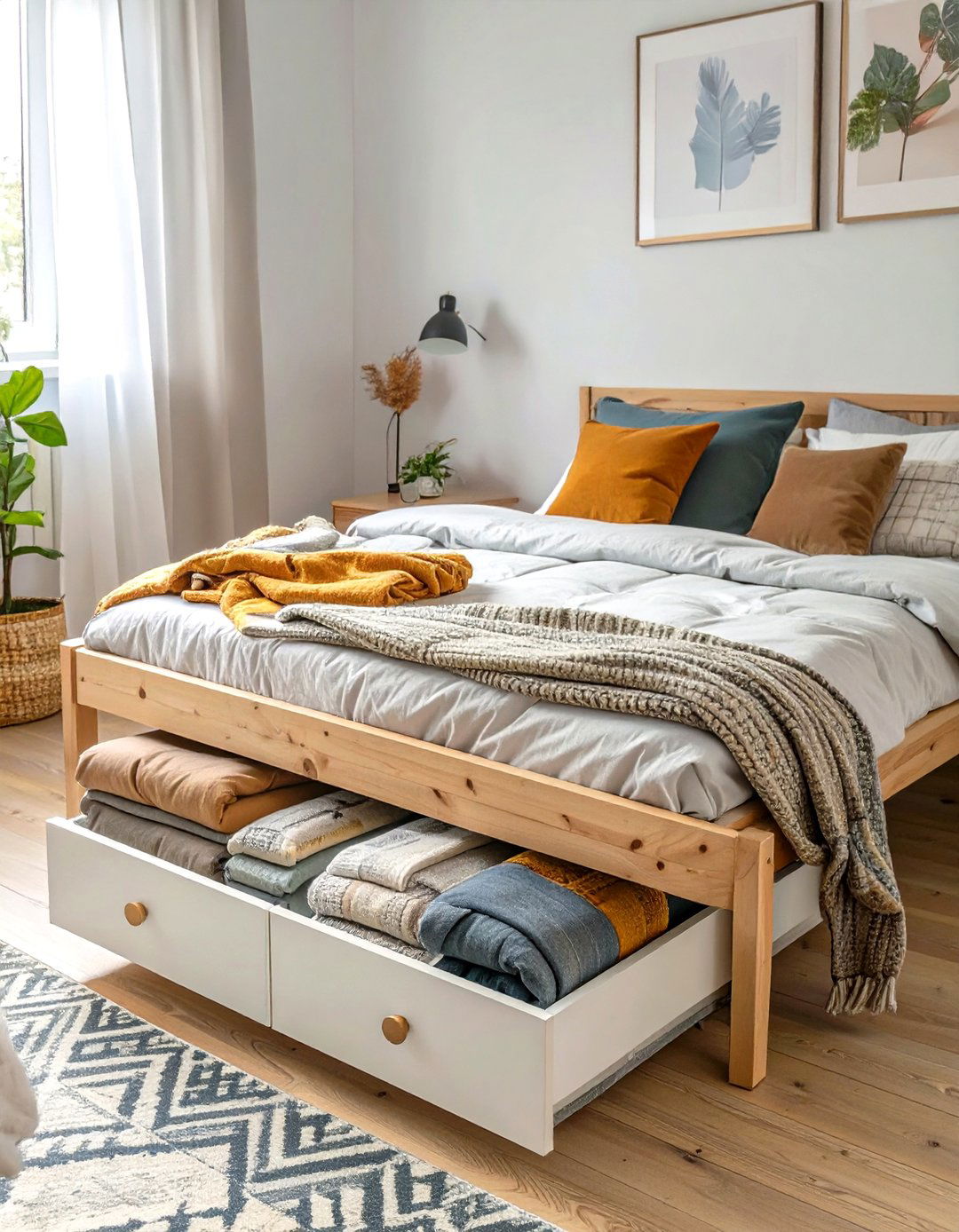 IKEA MALM Bed Frame with Under Bed Storage Boxes - 30 small bedroom storage ideas ikea