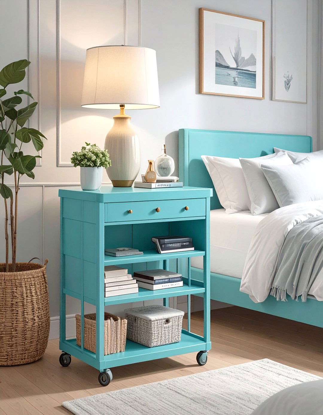 IKEA RSKOG Utility Cart as a Mobile Nightstand - 30 small bedroom storage ideas ikea