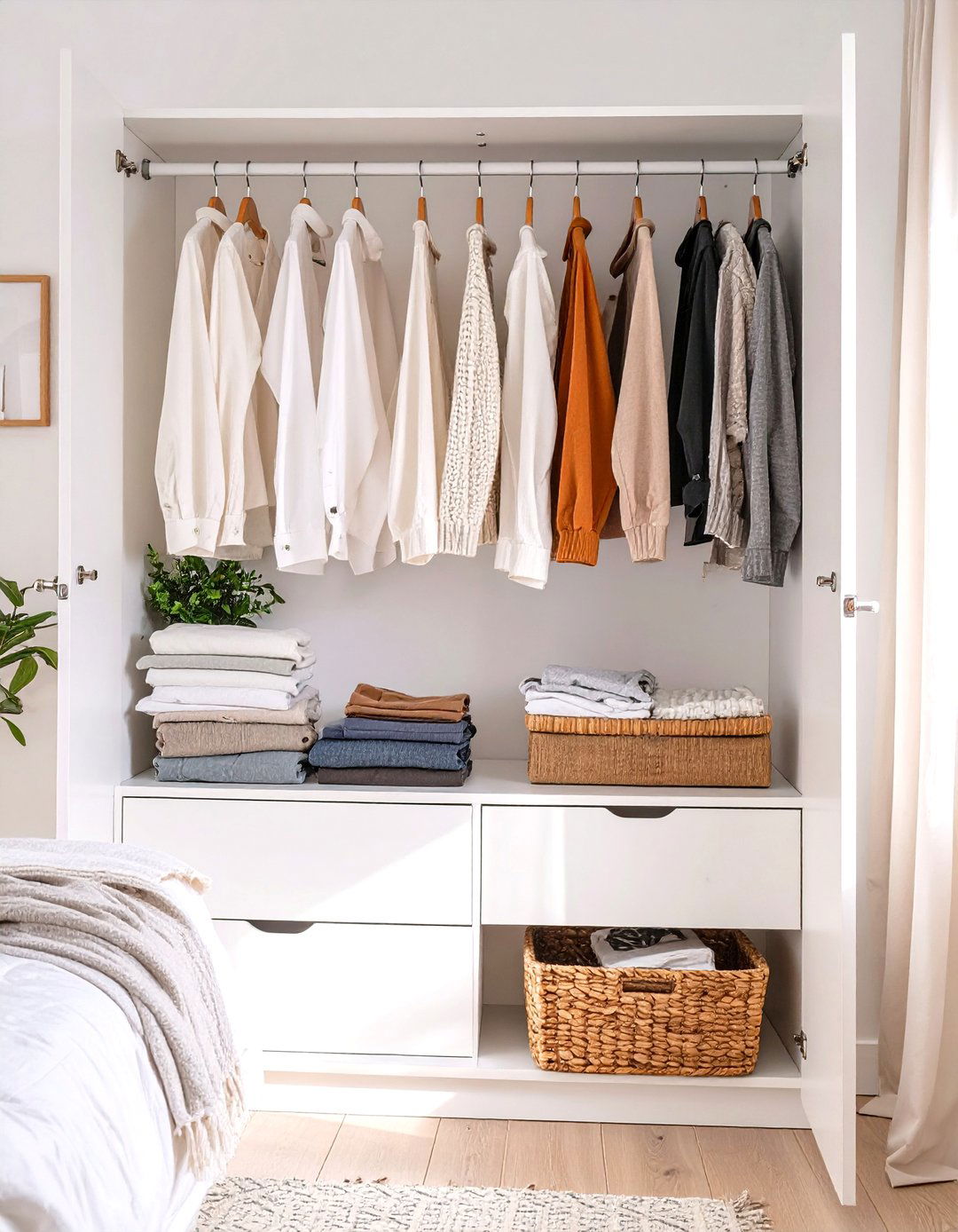 IKEA SYVDE Open Wardrobe for a Minimalist Feel - 30 small bedroom storage ideas ikea