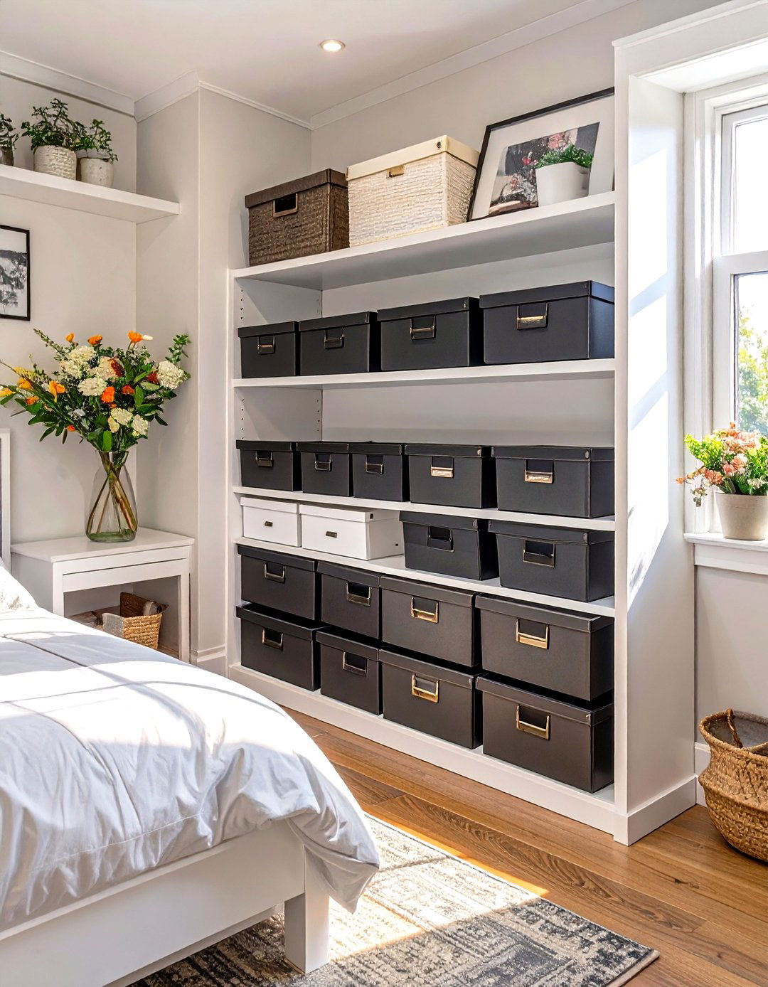 IKEA TJENA Storage Boxes with Lids for Open Shelves - 30 small bedroom storage ideas ikea