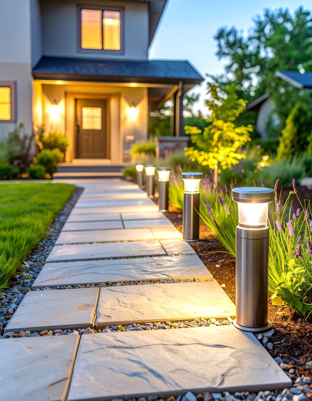 Illuminate Walkways with Solar Lights - 30 simple landscaping ideas