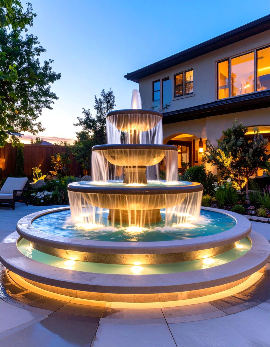 Illuminated LED Outdoor Fountain - 30 outdoor fountain ideas