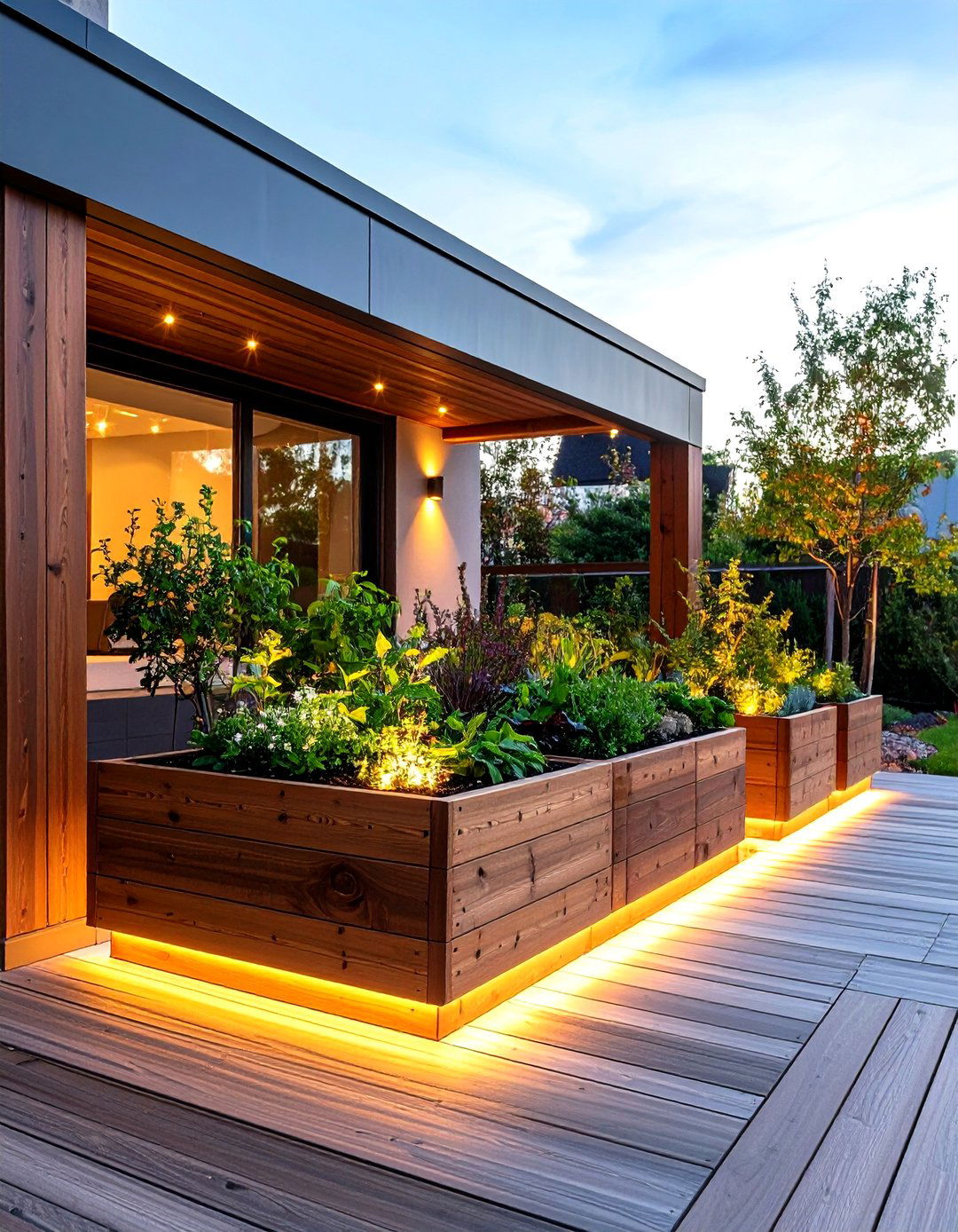 Illuminated Planter Boxes - 30 diy backyard lighting ideas