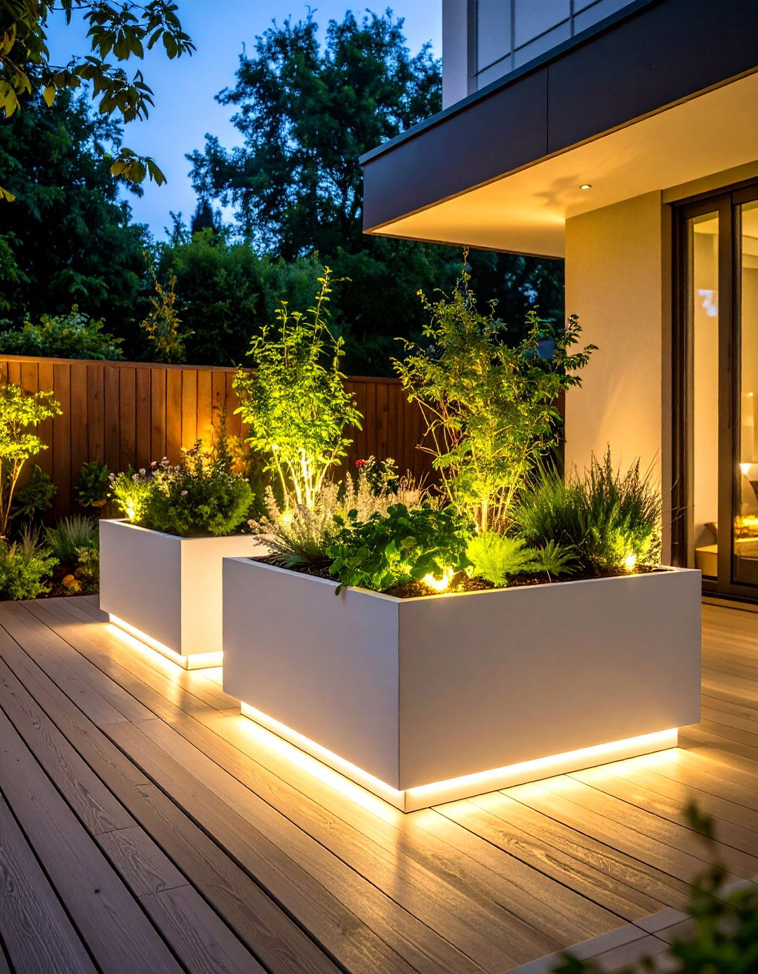 Illuminated Planter Pots - 30 backyard lights ideas