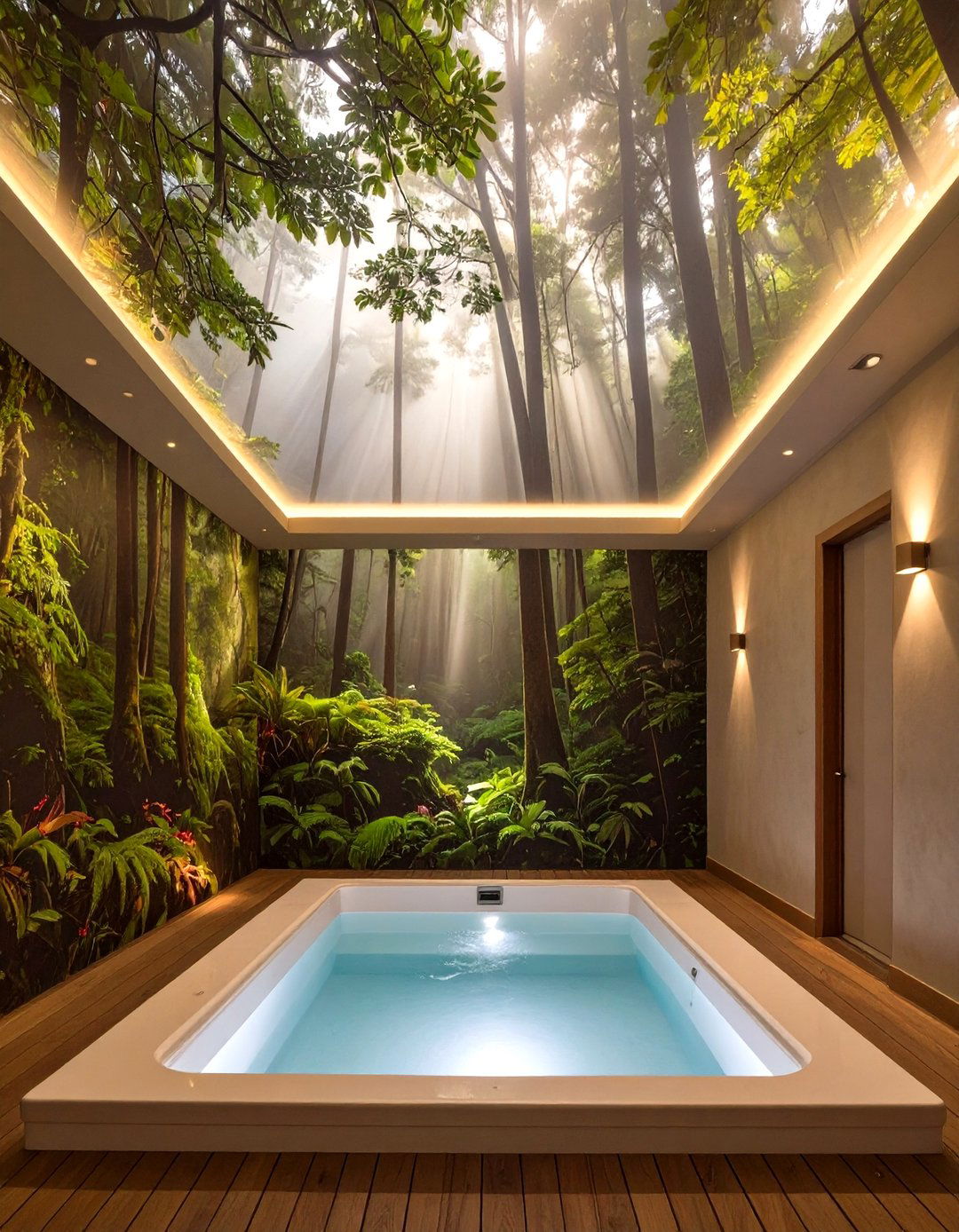 Illuminated Stretch Ceiling with Print - 30 low basement ceiling ideas