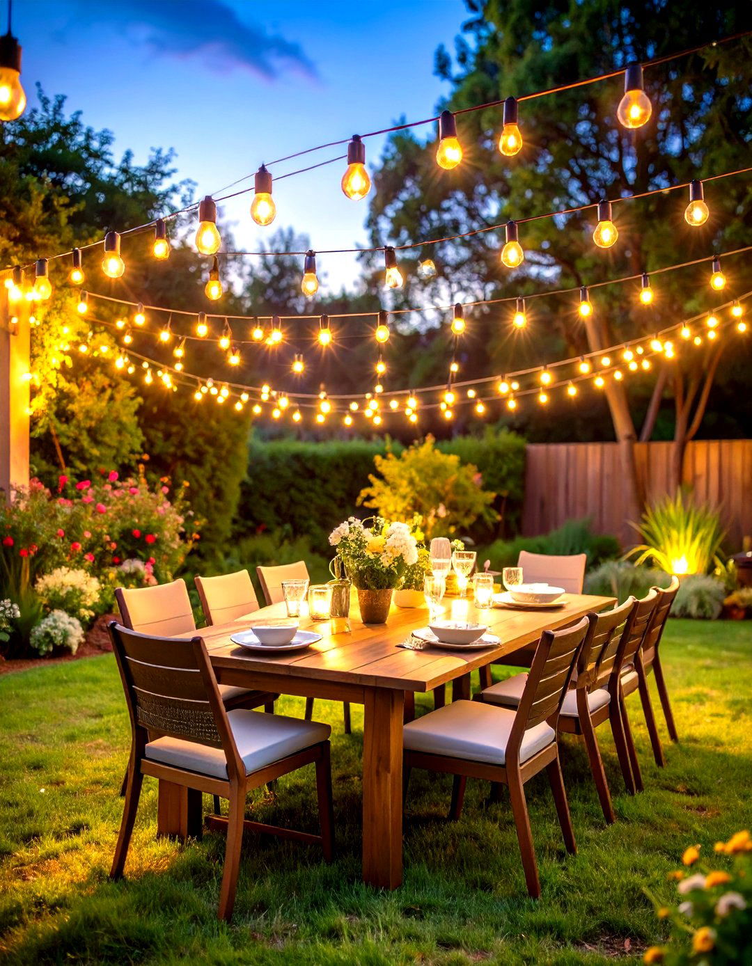Illuminating with Overhead String Lights - 30 patio landscaping ideas