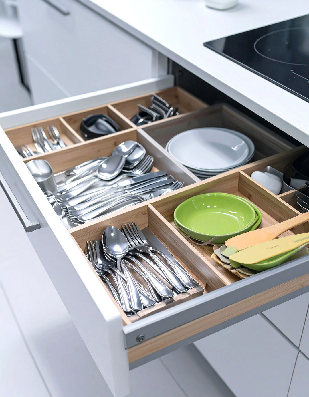 Implement Expandable Drawer Dividers - 30 small kitchen storage ideas