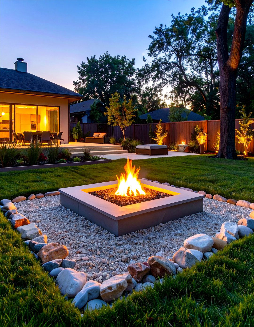 In Ground Gravel Fire Pit - 30 simple backyard fire pit ideas