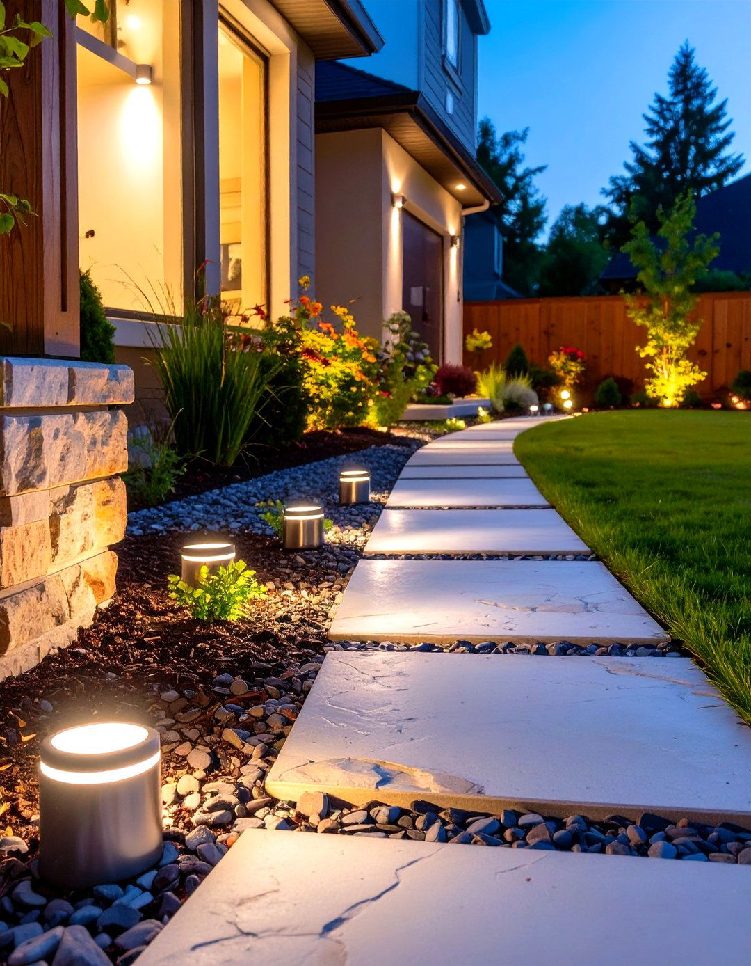 In Ground Solar Lights for Pathway Illumination - 30 small backyard landscaping ideas