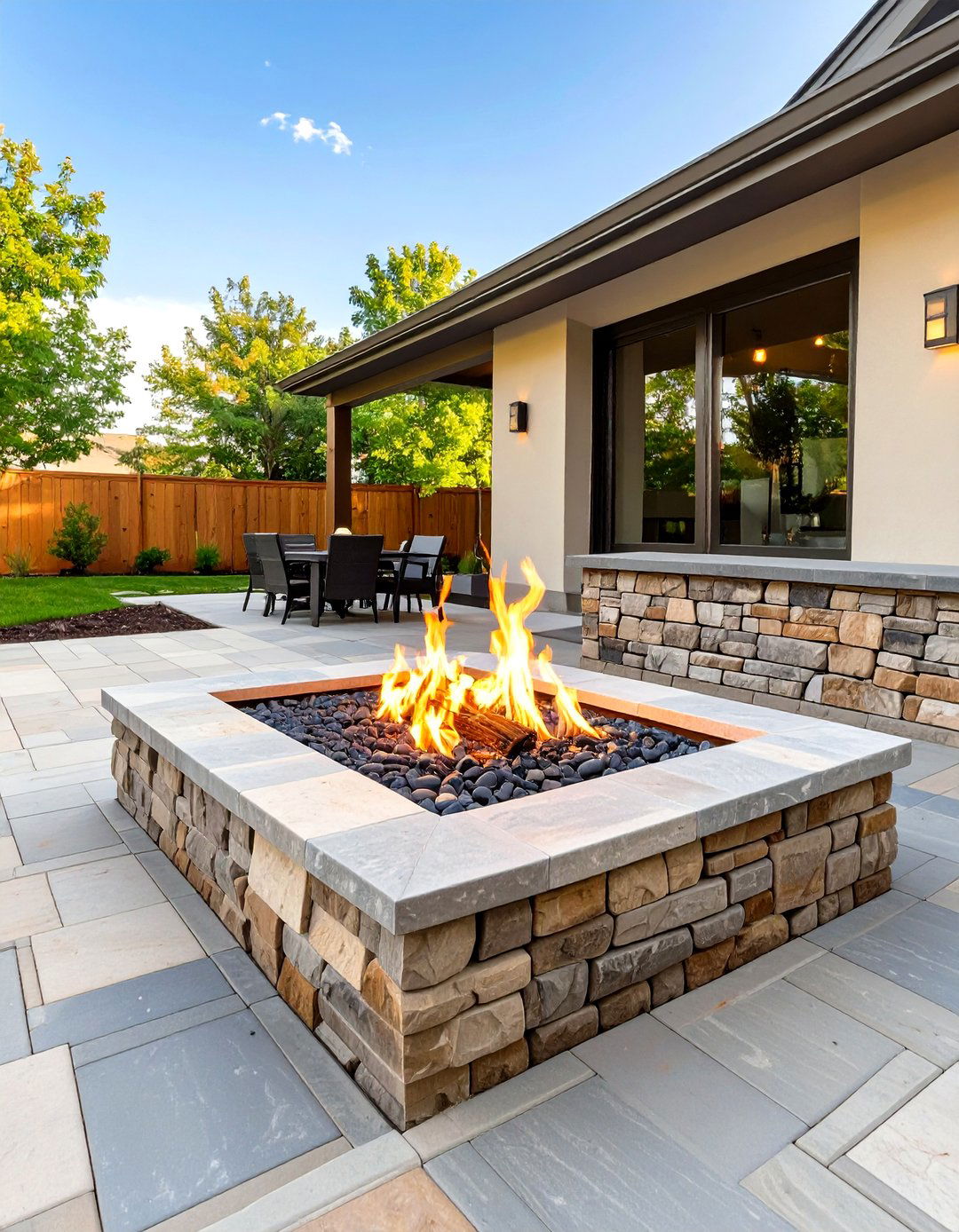 In Ground Stone Firepit - 30 outdoor firepit ideas