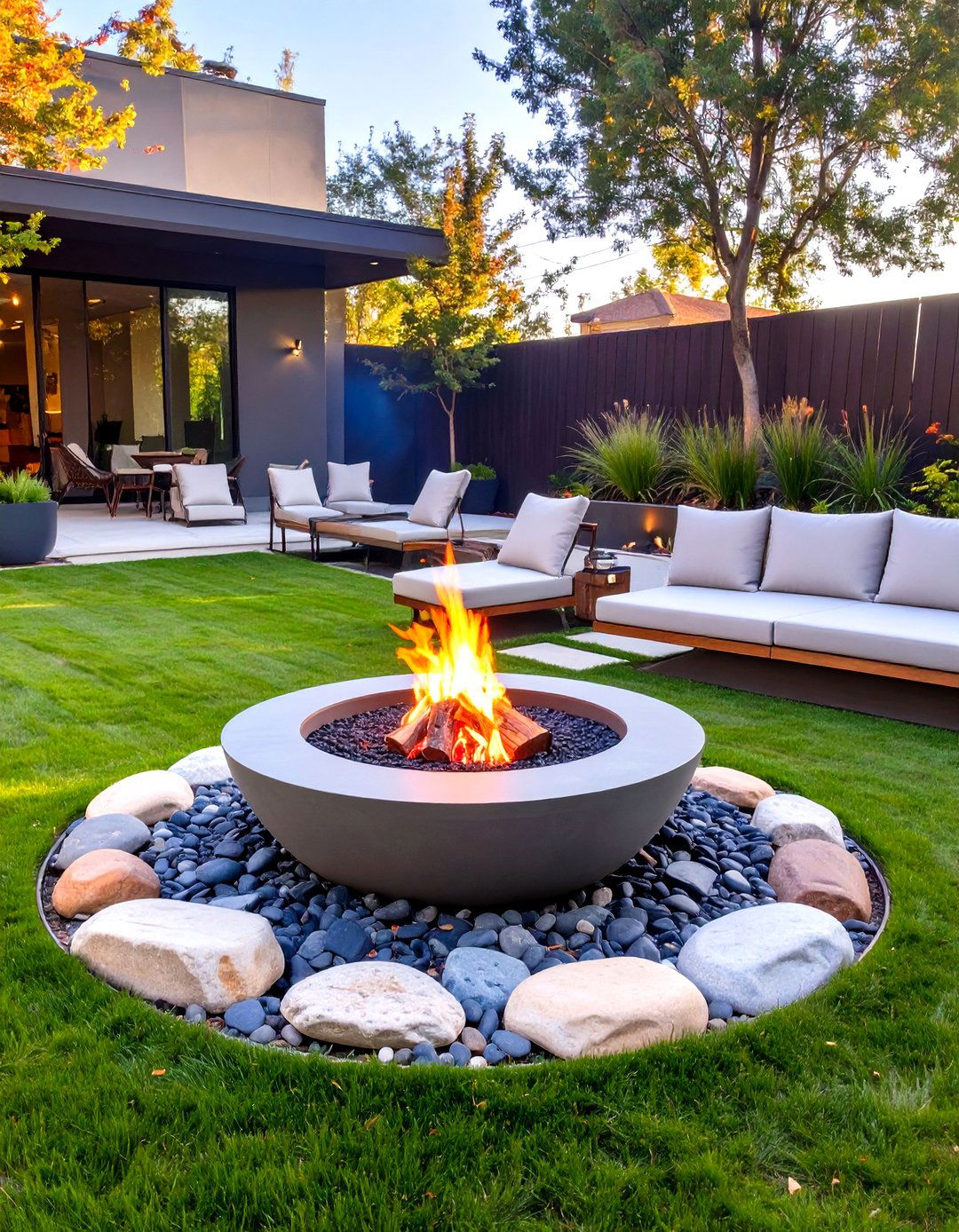 In Ground Stone Lined Fire Pit - 30 small outdoor fireplace ideas