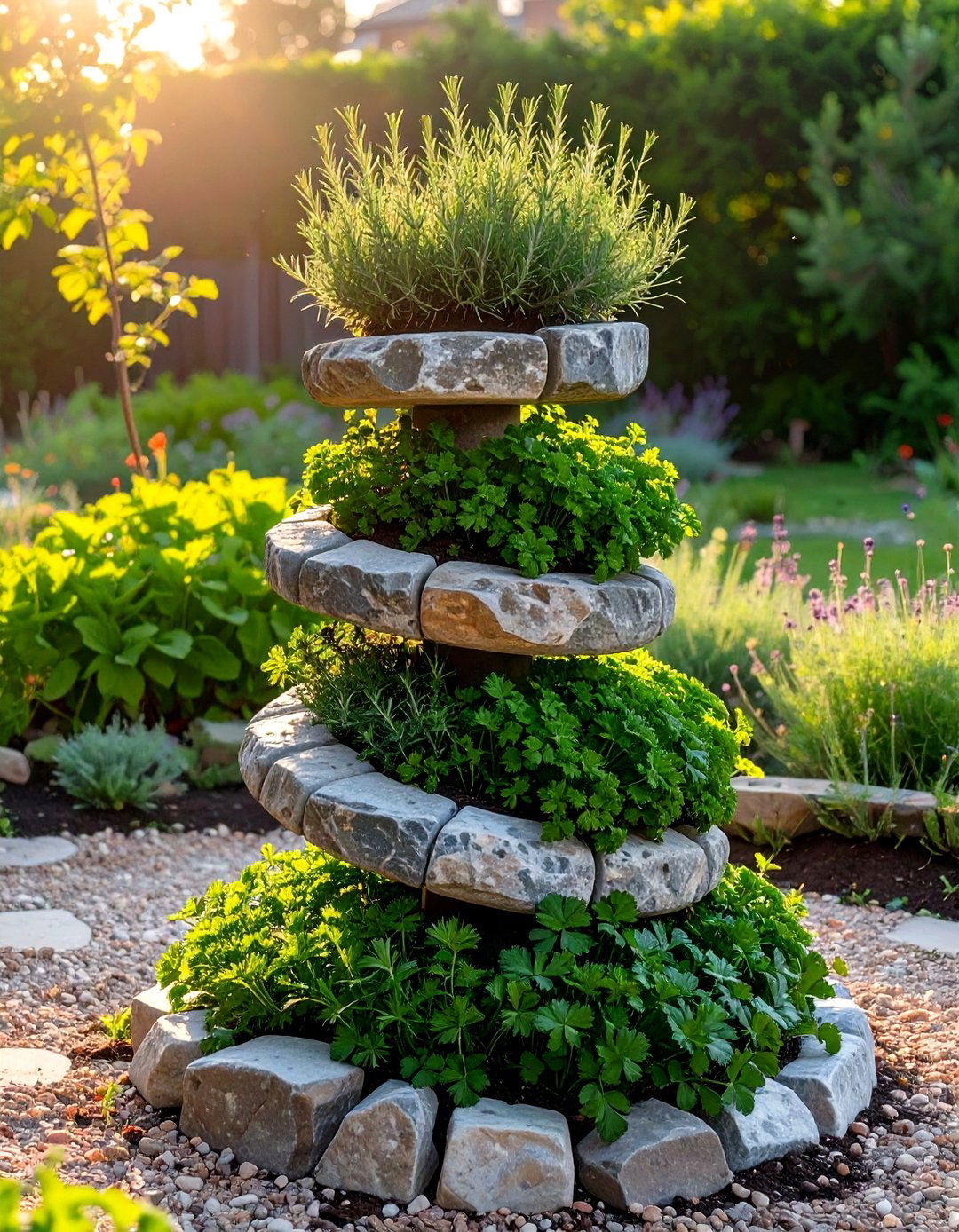 In Ground Trampoline Herb Spiral - 30 small backyard garden ideas