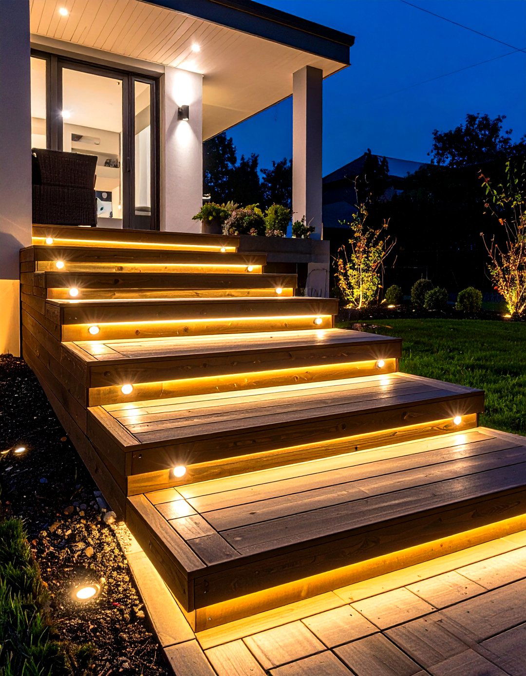 In Tread Accent Lighting - 30 deck steps ideas