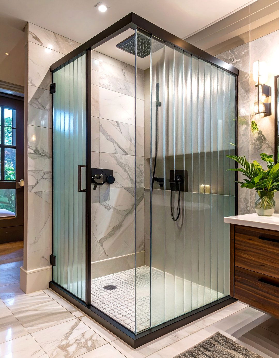 Incorporate Fluted Glass Panels - 30 shower renovation ideas