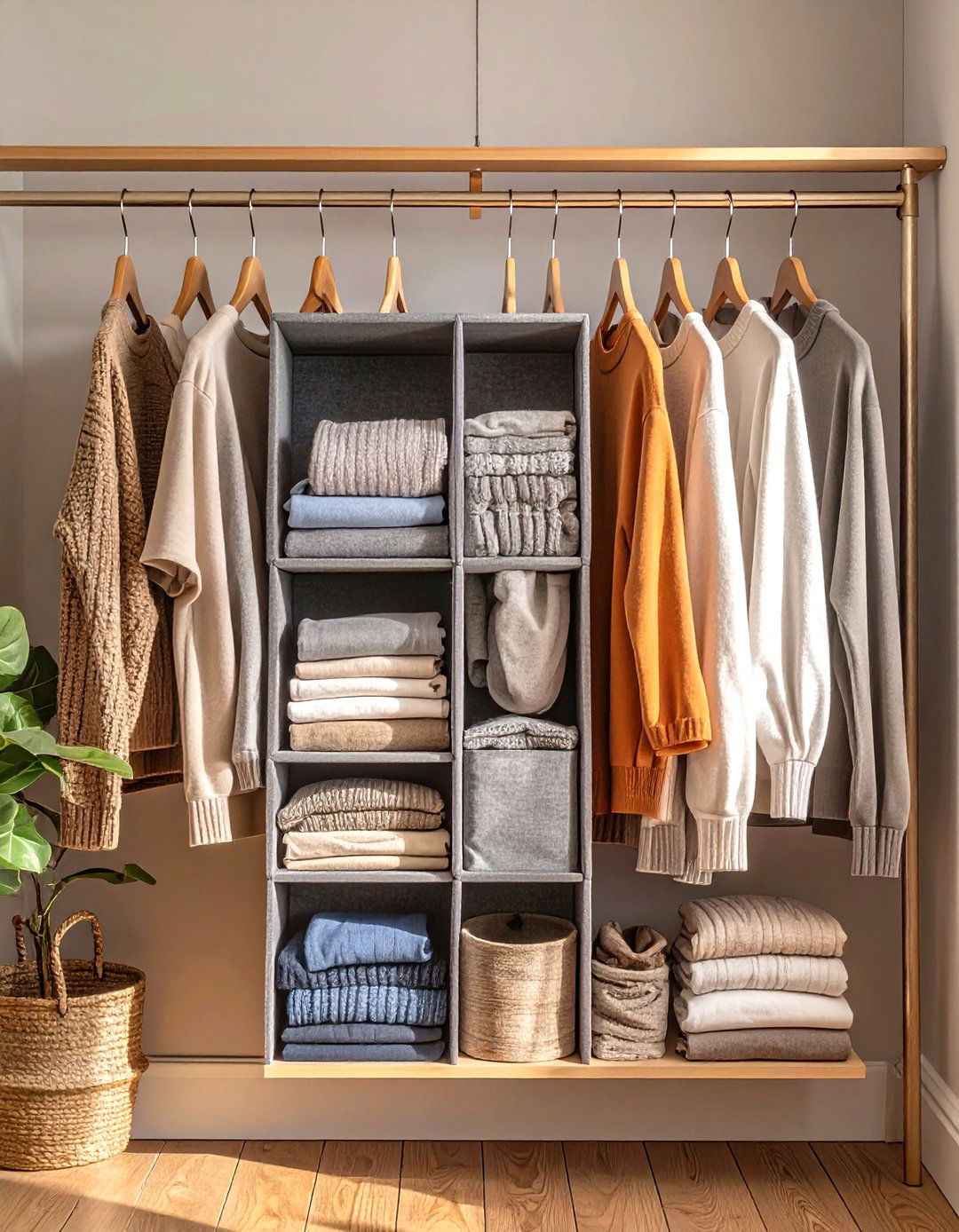 Incorporate Hanging Sweater Organizers - 30 small closet organizer ideas