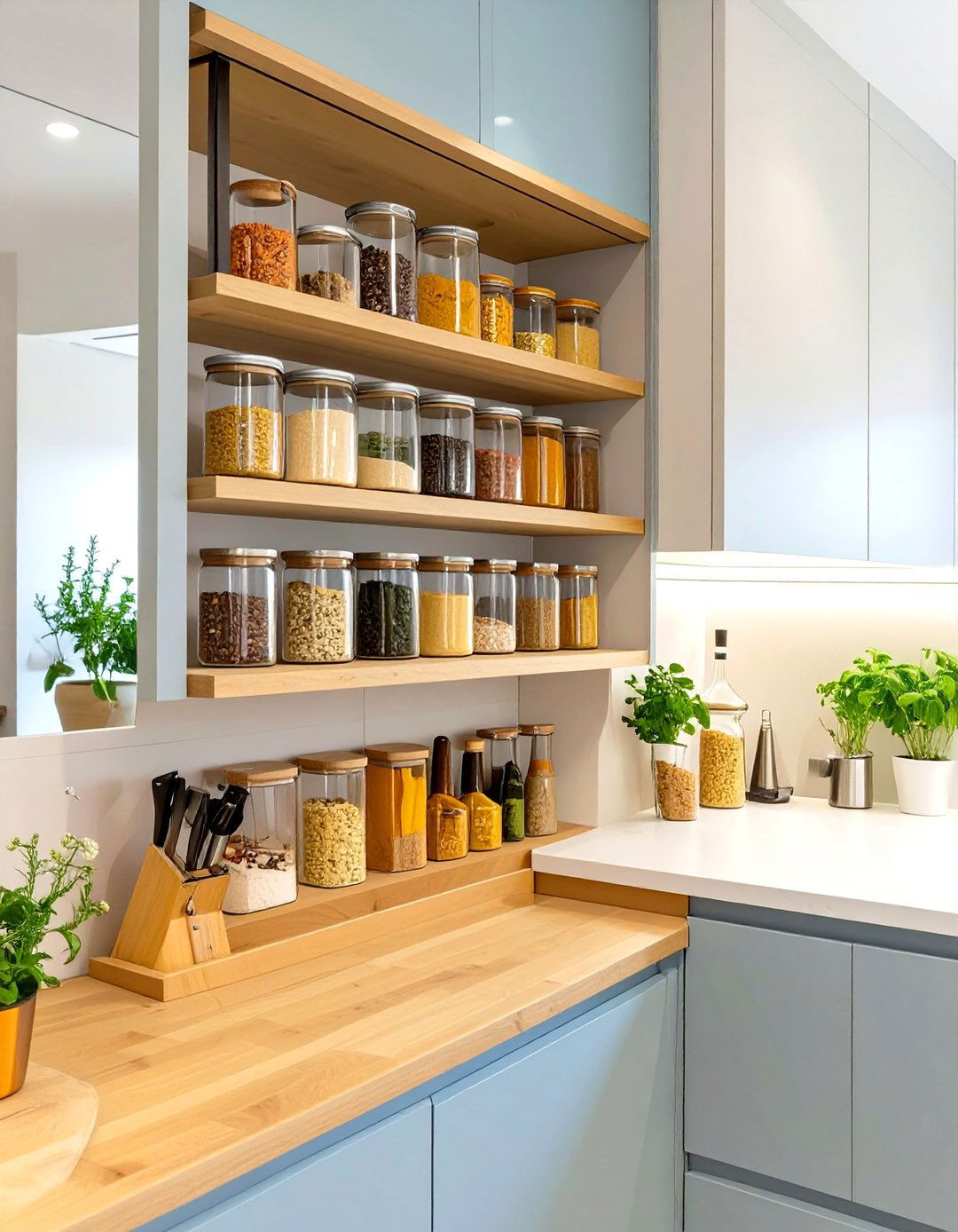 Incorporate Pull Down Cabinet Shelving - 30 small kitchen storage ideas