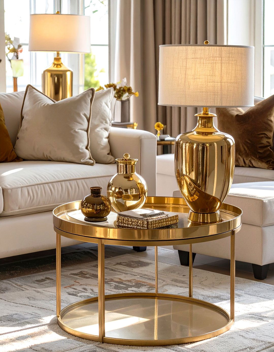 Incorporate Reflective Metallic Accents - 30 small warm and cozy living room ideas