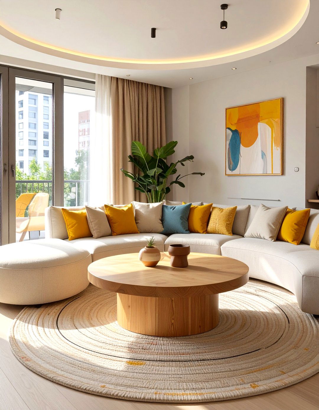 Incorporate Round Shapes - 30 tiny living room ideas
