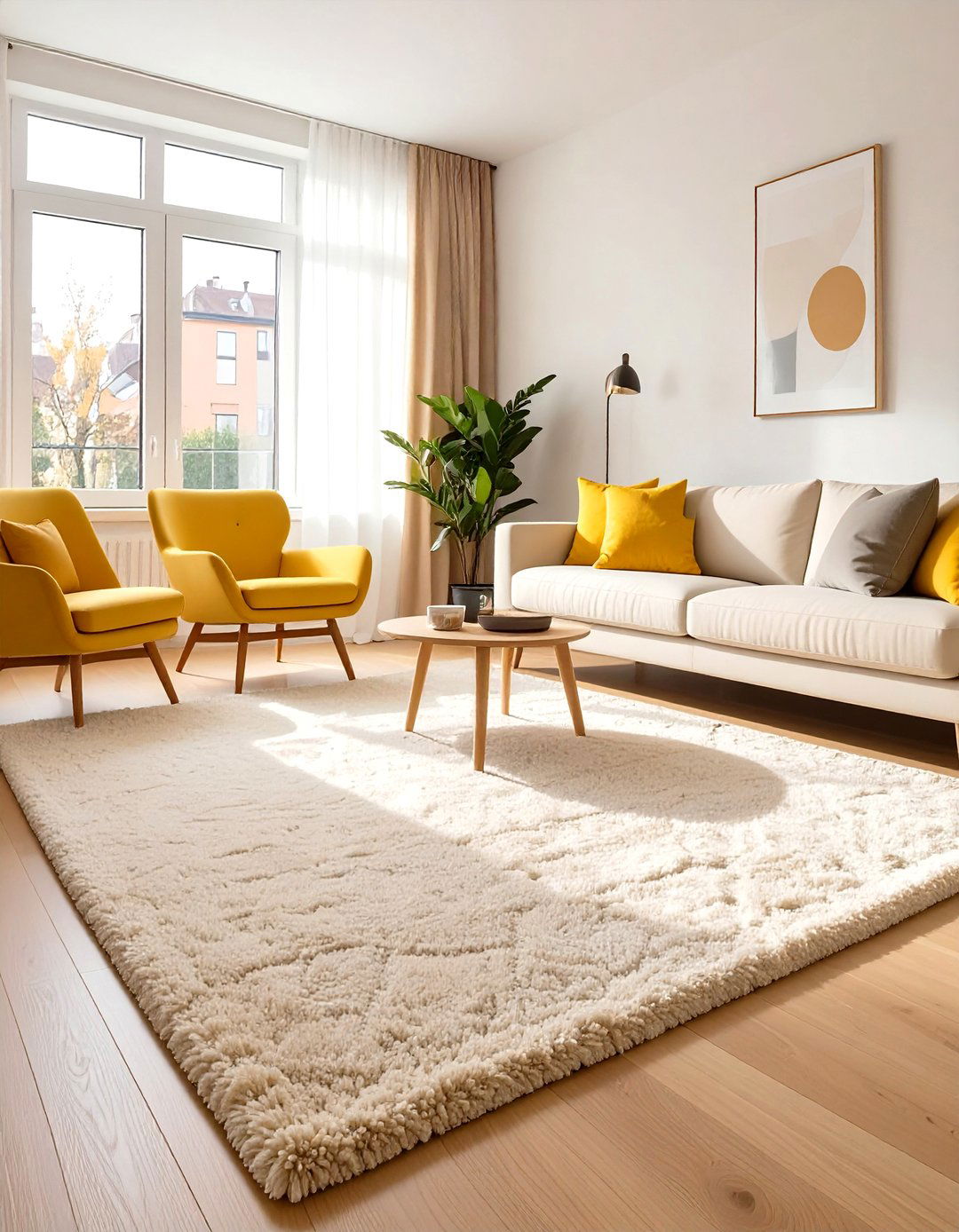 Incorporate a Large Area Rug - 30 tiny living room ideas