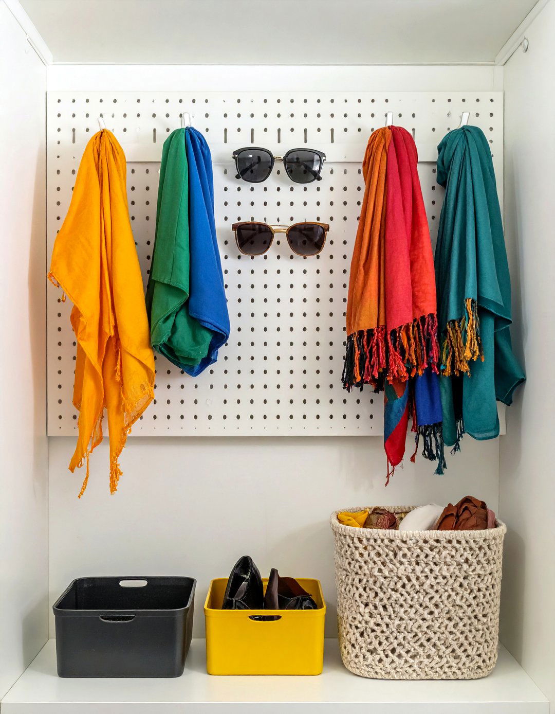 Incorporate a Pegboard Wall Organizer - 30 small closet storage ideas