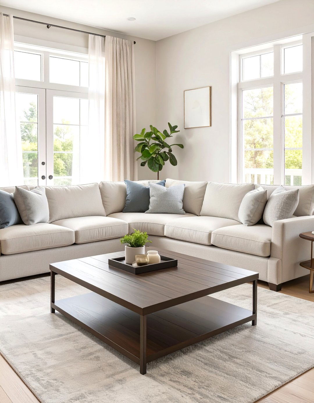 Incorporating Curved Sofas with Linear Tables - 30 transitional interior design style ideas
