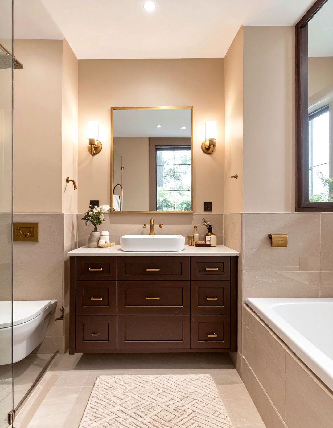 Incorporating Dark Chocolate Brown Tones - 30 small bathroom color trends 2025