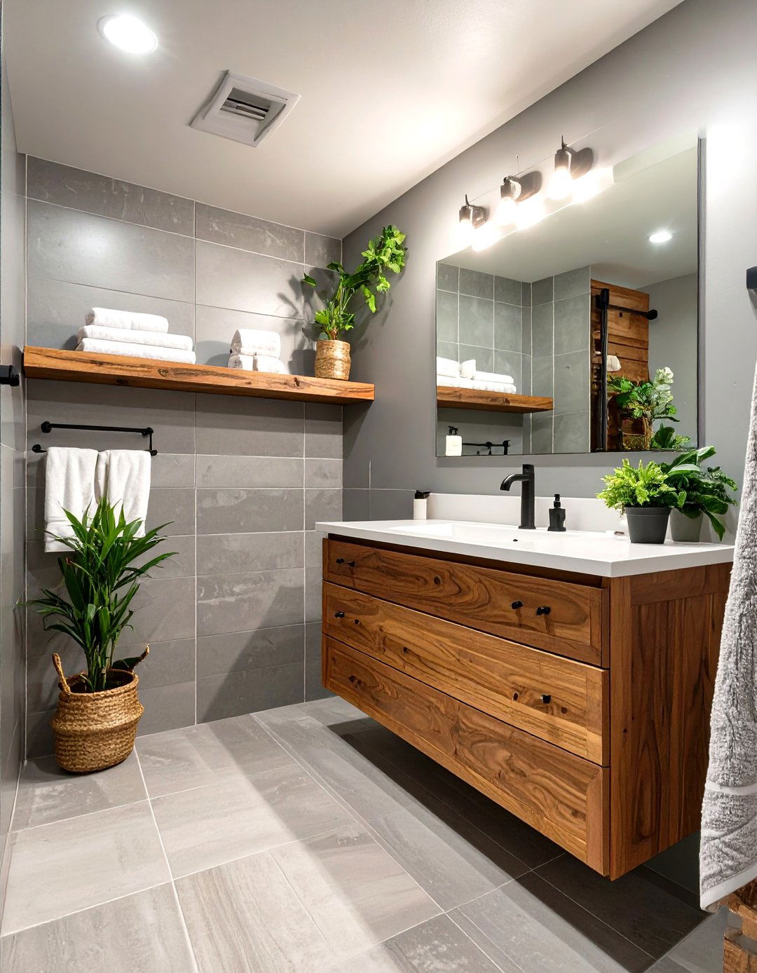 Incorporating Natural Wood Accents - 30 small basement bathroom ideas