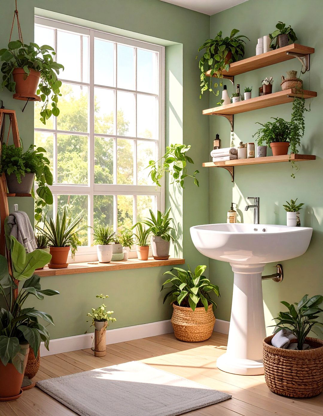 Incorporating Sage Green for a Biophilic Feel - 30 small bathroom color trends 2025