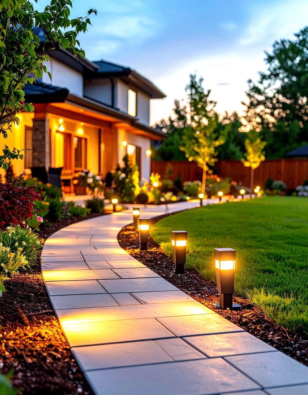 Incorporating Solar Pathway Lighting - 30 patio landscaping ideas