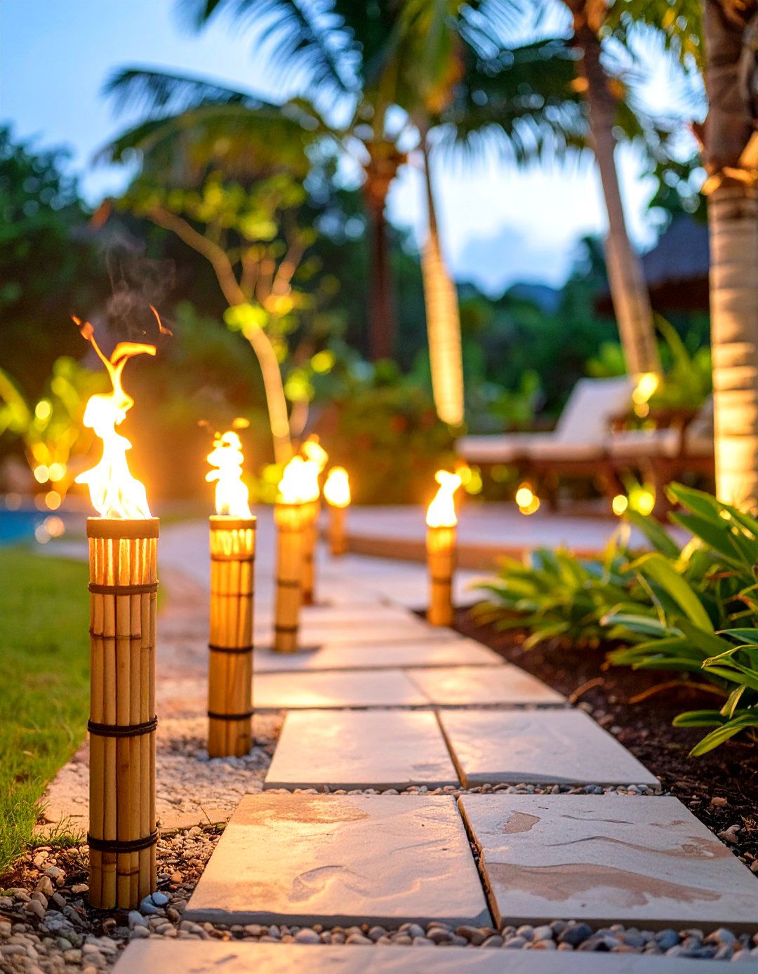 Incorporating Tiki Torches for Evening Ambiance - 30 tropical backyard ideas