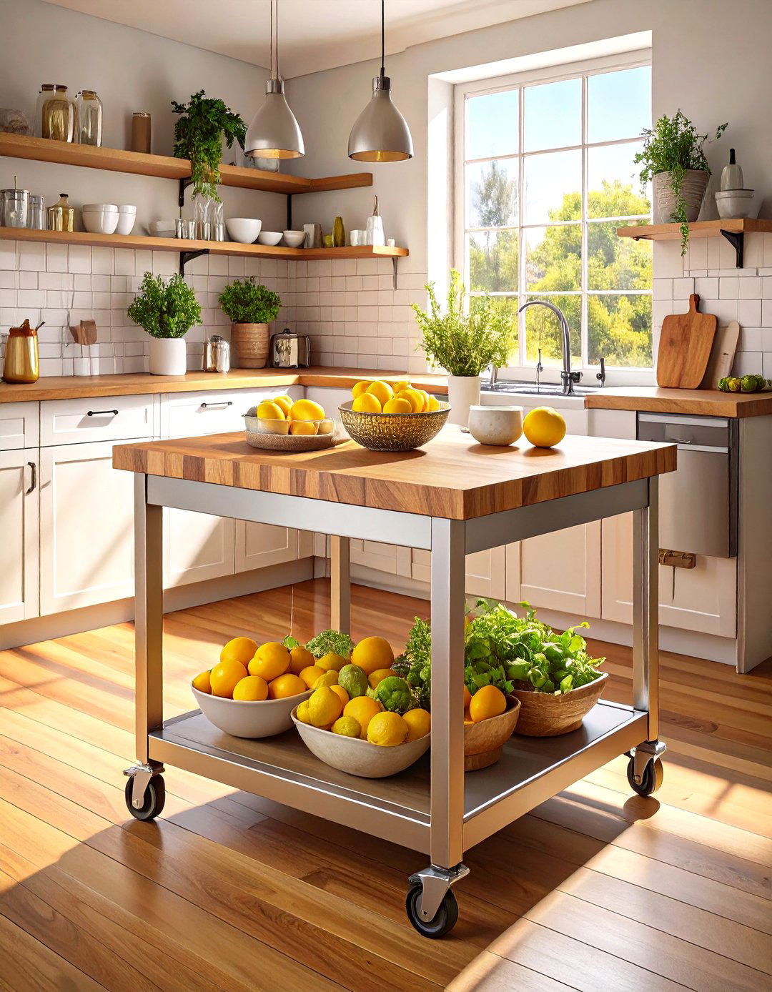 Incorporating a Compact Kitchen Island Cart - 30 small kitchen design ideas