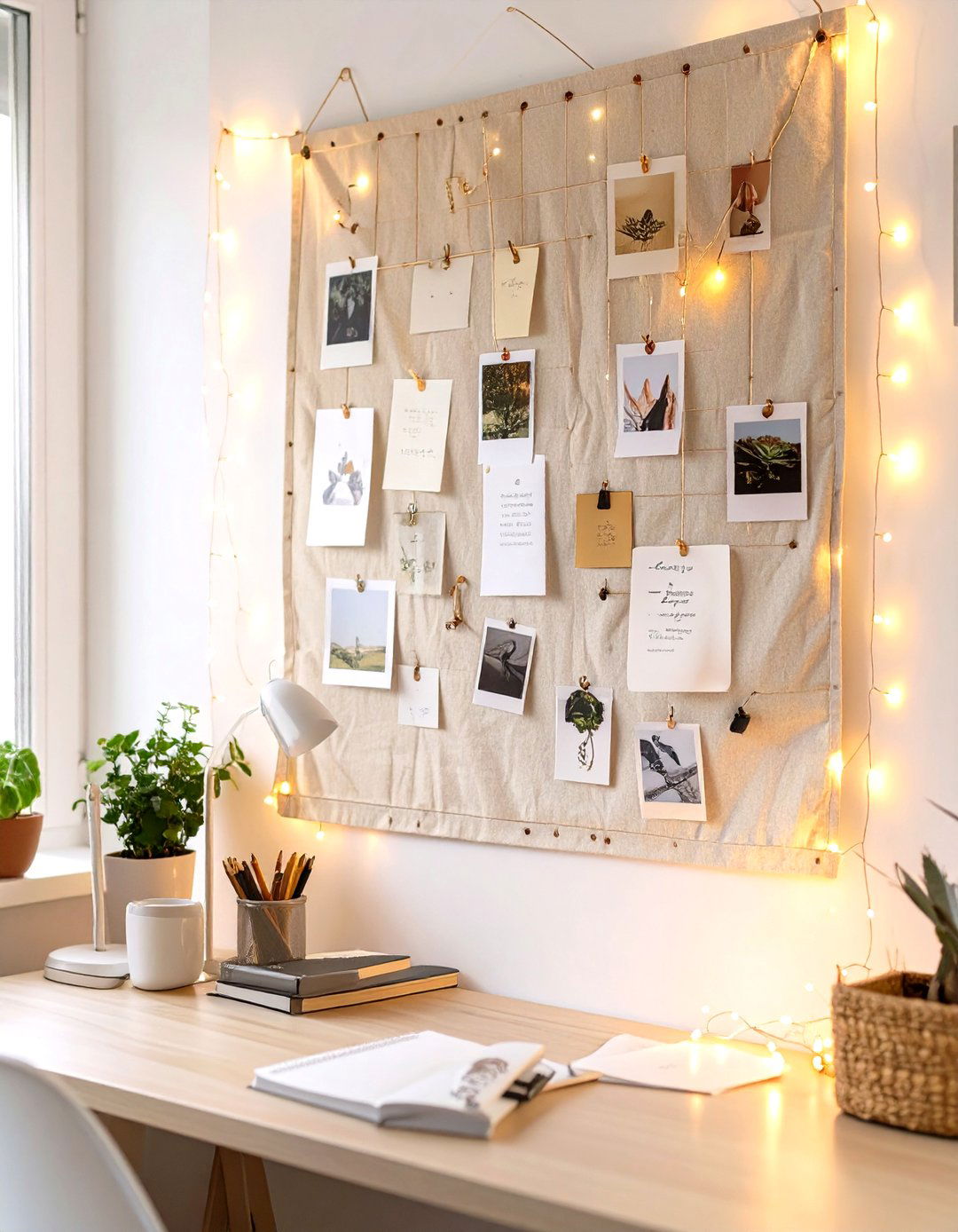Incorporating a Fabric Pinboard - 30 small office decor ideas for work