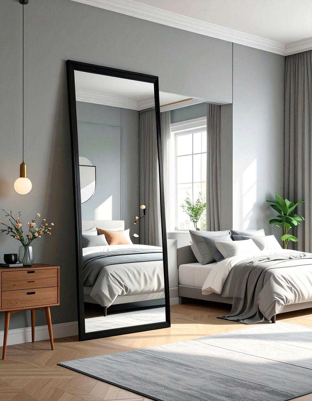 Incorporating a Large Floor Mirror - 30 simple bedroom ideas