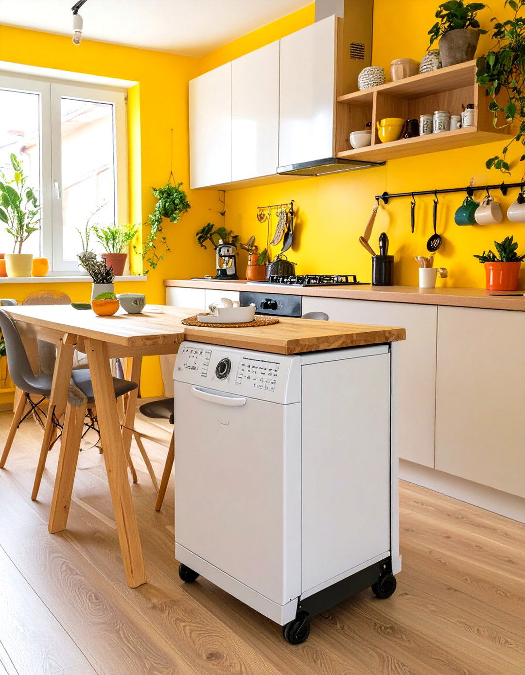 Incorporating a Portable Dishwasher Unit - 30 unfitted kitchen ideas