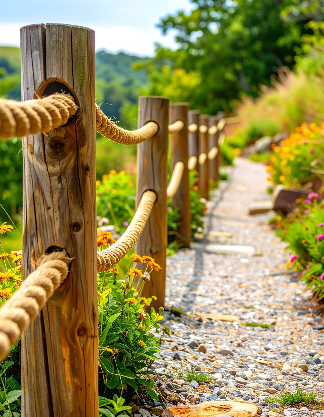 Incorporating a Rope Handrail Along Pathways - 30 steep hillside landscaping ideas on a budget