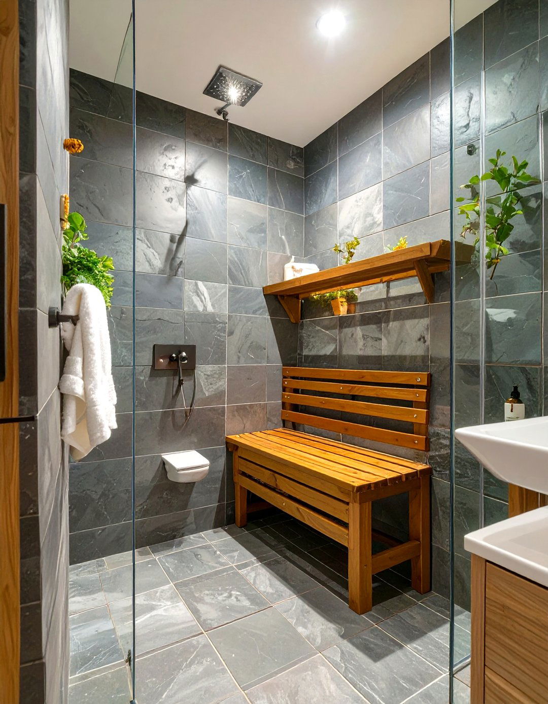 Incorporating a Small Bench in the Shower - 30 small bathroom remodel ideas with shower