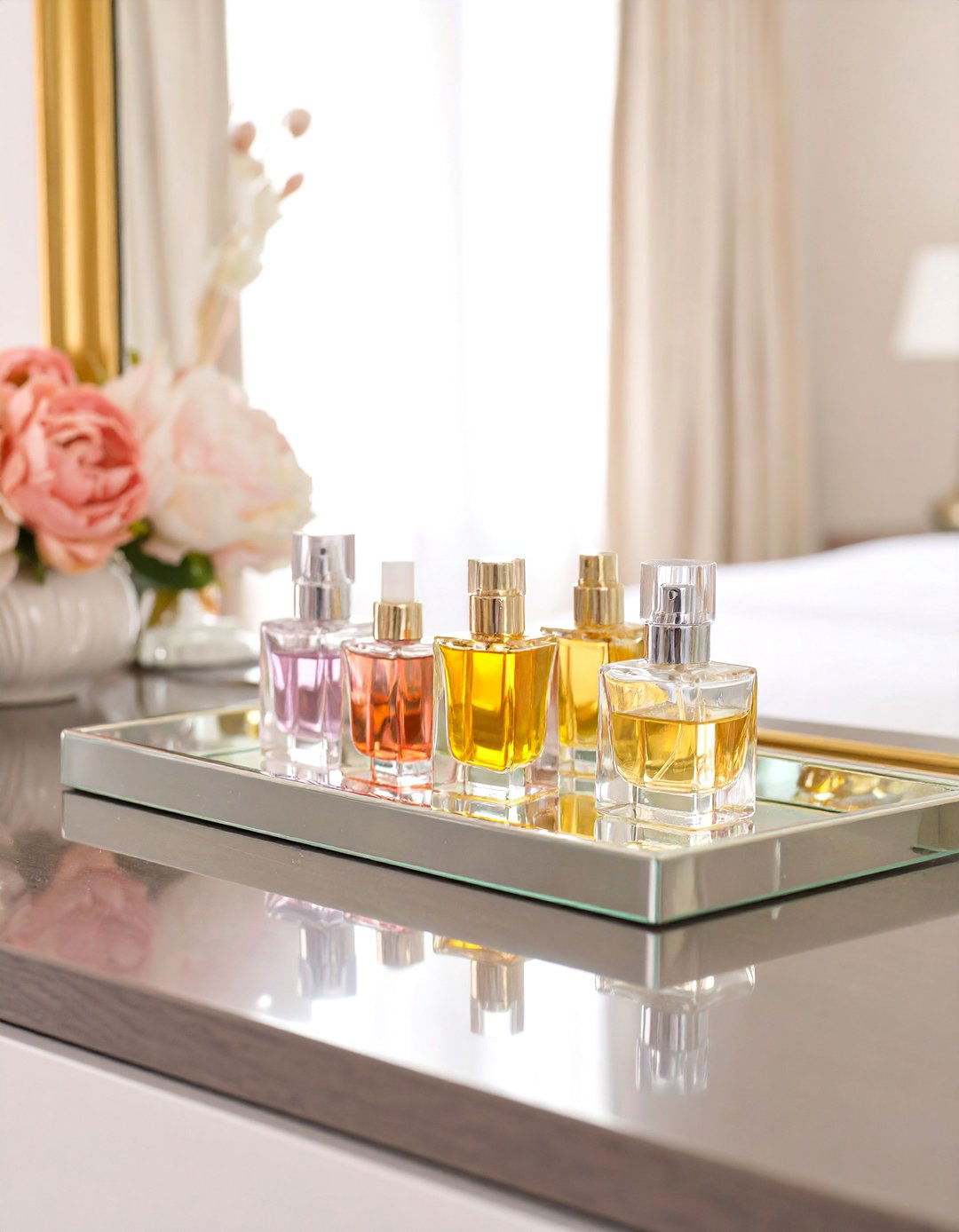 Incorporating a Vanity Tray for Perfumes - 30 vanity decor ideas