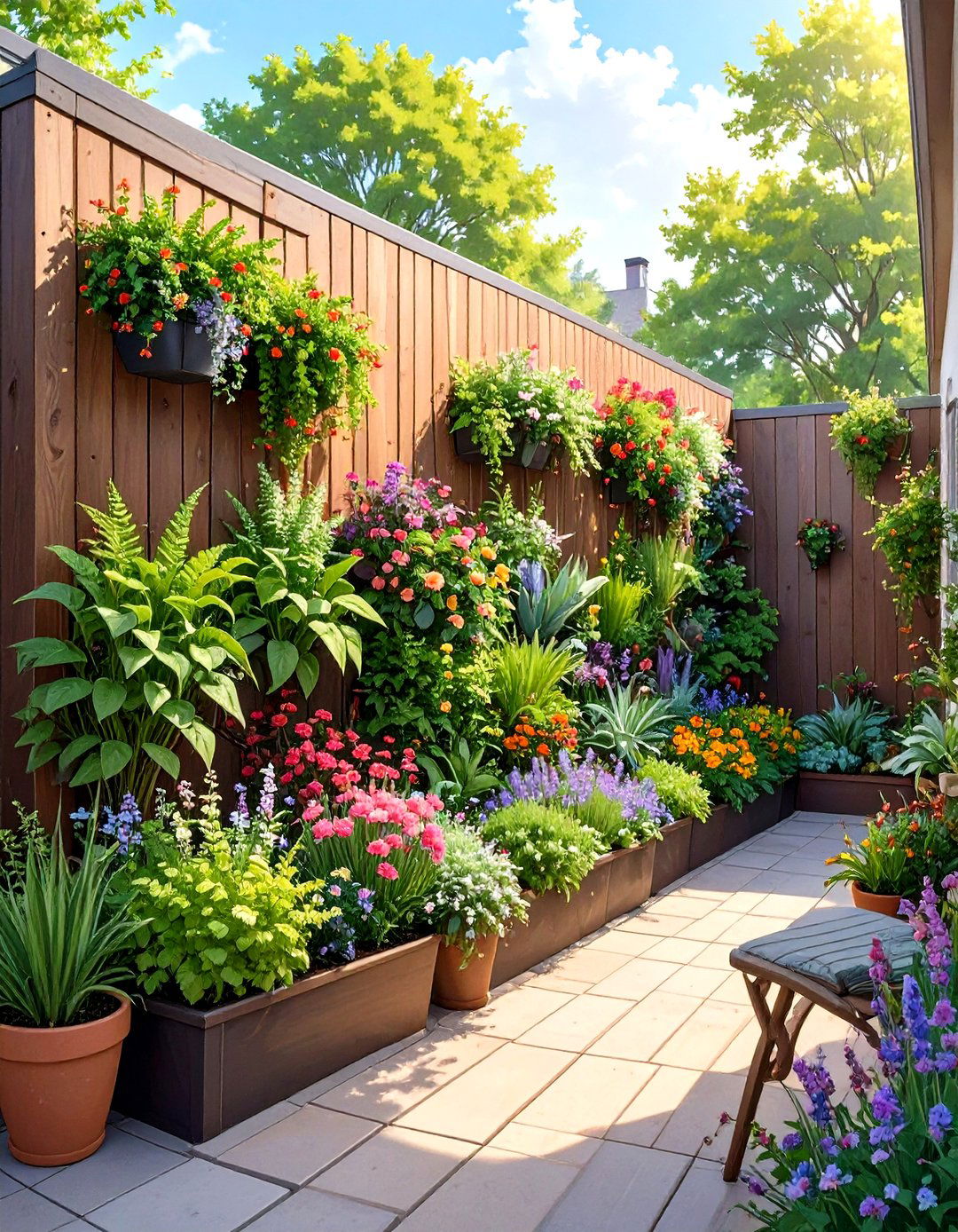 Incorporating a Vertical Garden Wall - 30 small backyard patio ideas
