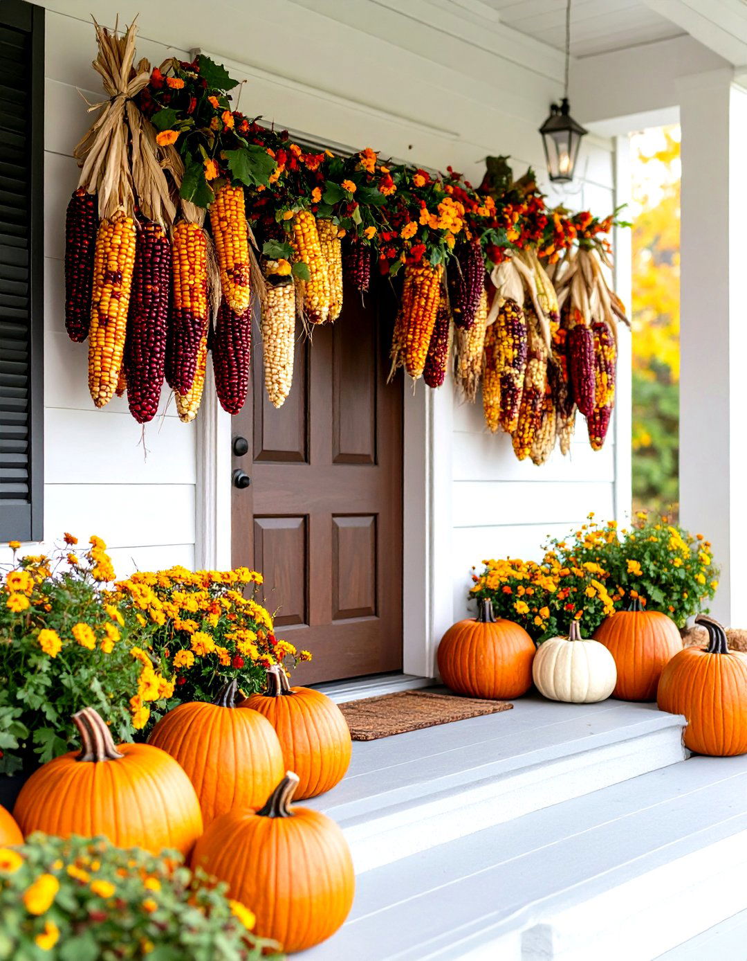 Indian Corn Celebration Front Porch - 30 front porch fall decorating ideas