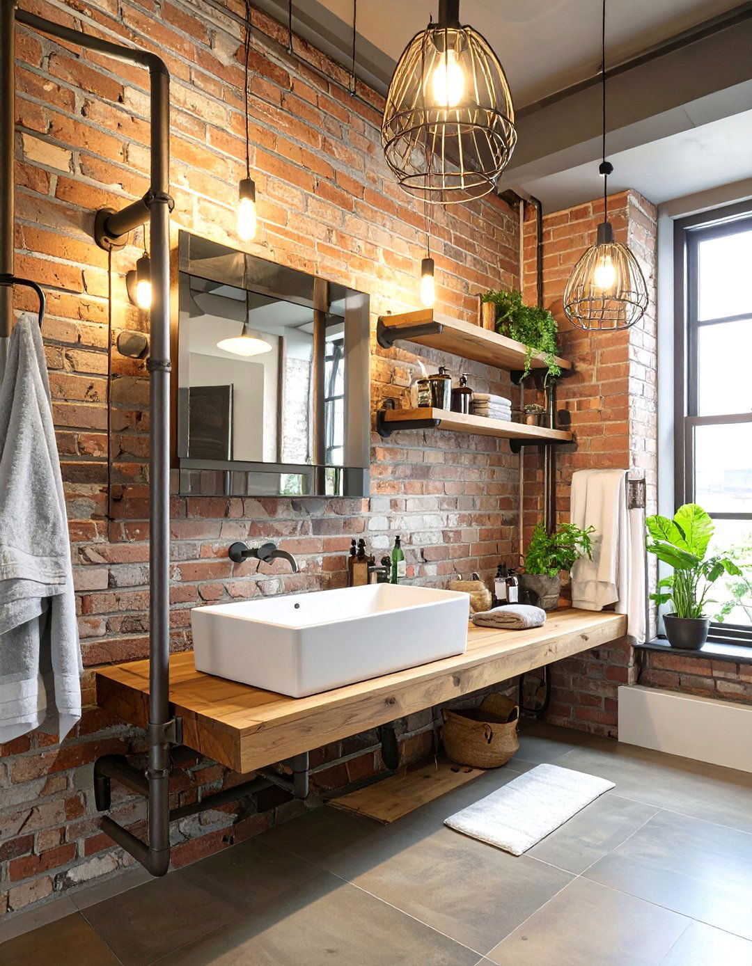 Industrial Bathroom Pipe Shelving Unit - 30 bathroom towel holder ideas
