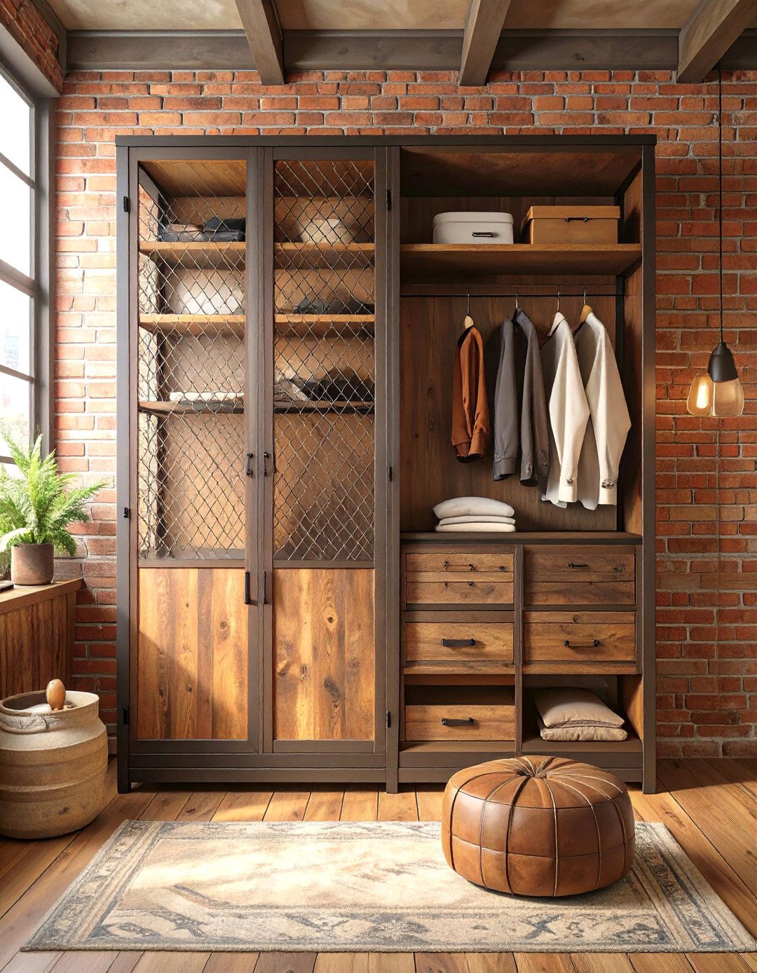 Industrial Bedroom Wardrobe with Metal and Wood - 30 bedroom wardrobe design ideas