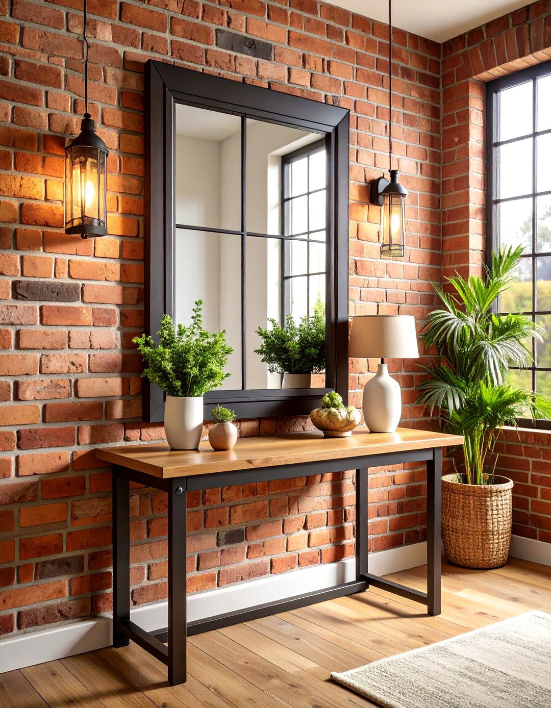 Industrial Black Grid Entryway Mirror - 30 entryway mirror ideas